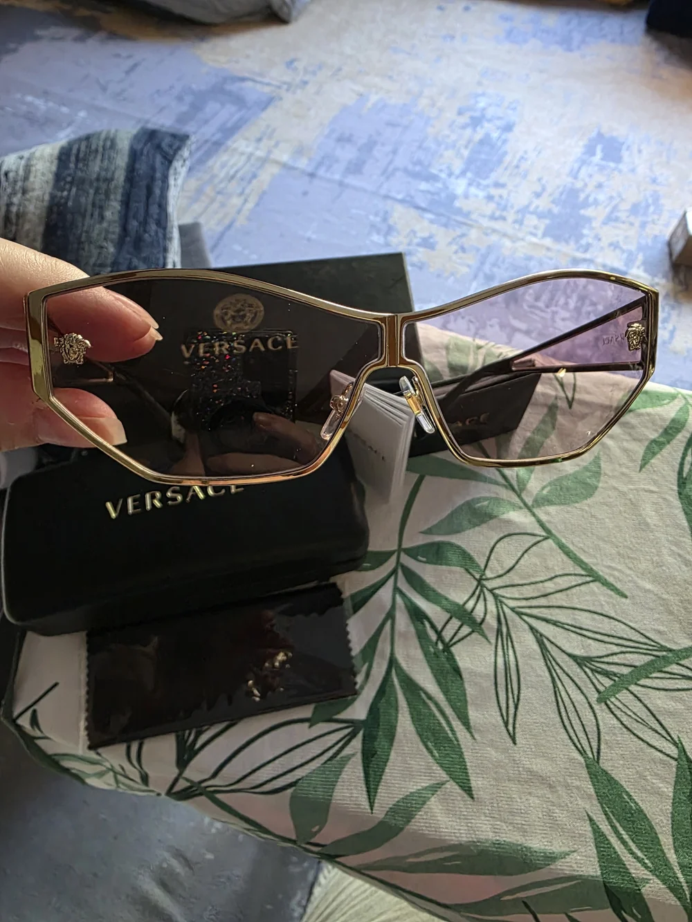 Versace VE2205 1252/5 Gold Pink Sunglasses 67-03-140 Italy NWT